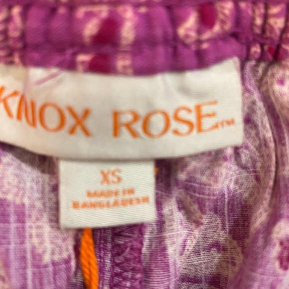 Knox Rose Pink Floral Wide Leg Drawstring Boho Pants size Small/XS NWT - Picture 10 of 11